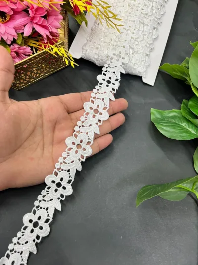 Elegant White Floral Design Imported Lace
